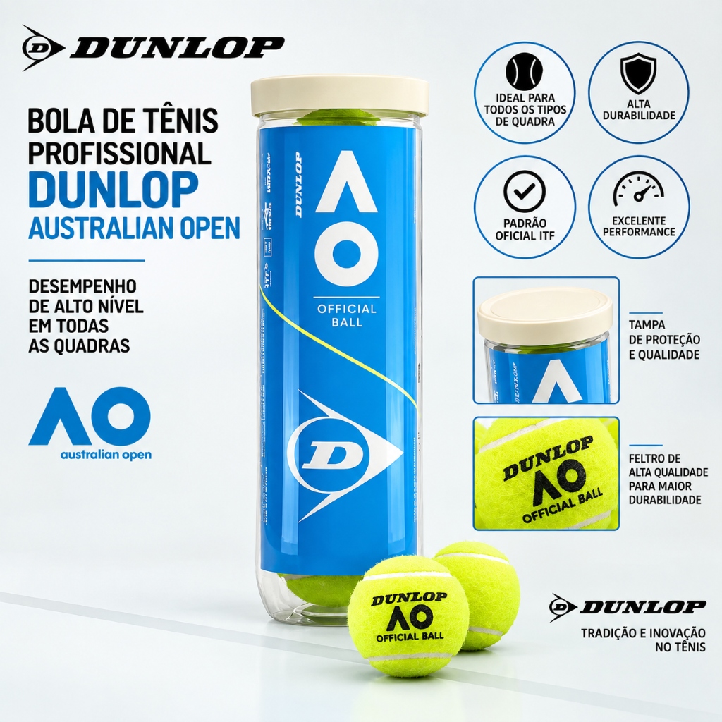 Tubo Bola De Tênis Profissional Dunlop Australian Open