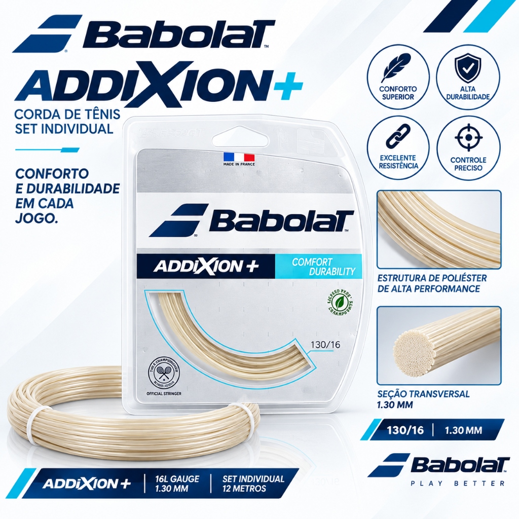 Corda Babolat AddiXion+ 16L 1.30mm Natural - Set Individual