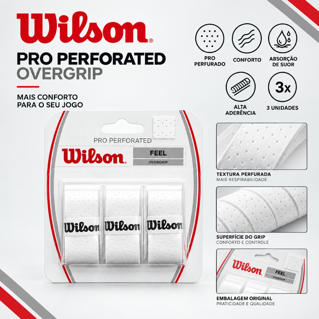 Overgrip Wilson Pro Perforated Branco 3 Unidades