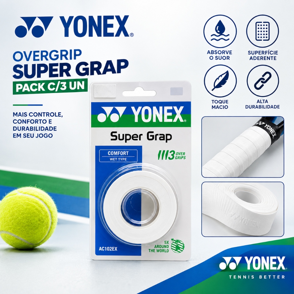 Overgrip Yonex Super Grap Pack C/3un Branco